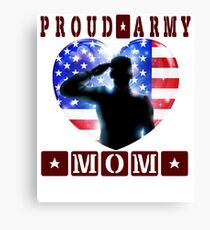 Funny Proud Army Mom Womens US Angel Military crewneck tee Shirt Canvas Print