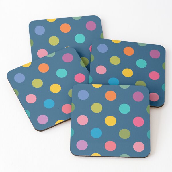 Item preview, Colorful Polka Dots on Light Navy Blue designed and sold by DuckyRubin.