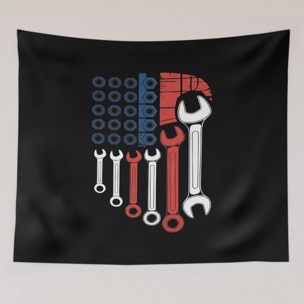 Item preview, USA Red White & Blue American Flag Mechanic designed and sold by VerseFarm.