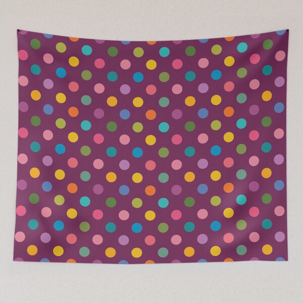 Item preview, Colorful Polka Dots on Plum designed and sold by DuckyRubin.