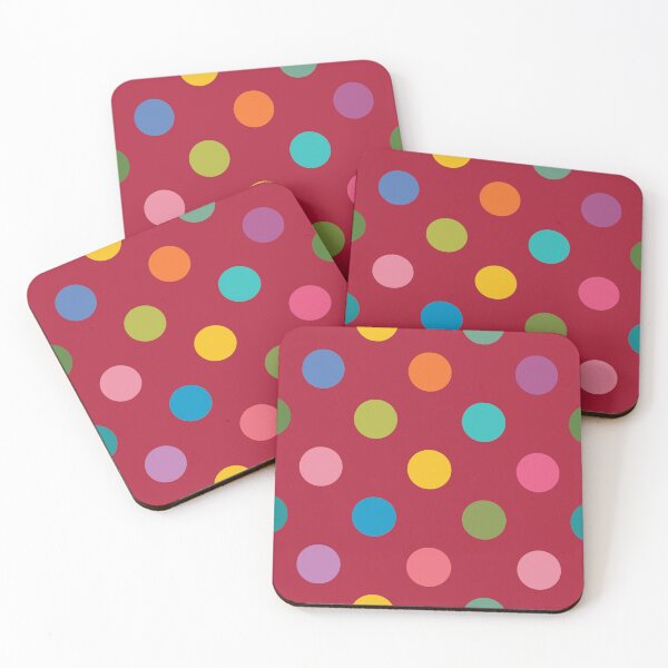Item preview, Colorful Polka Dots on Deep Carmine designed and sold by DuckyRubin.