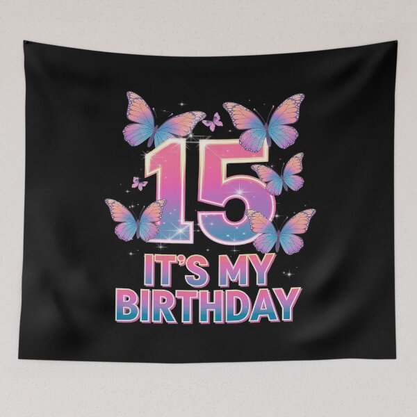 Item preview, Birthday Girl 15 Year Old, Butterfly, Number 15  designed and sold by MarkLeedsArt.