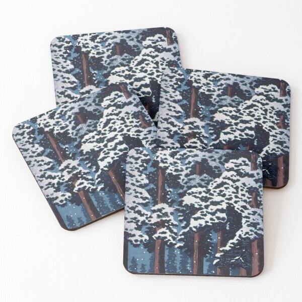 Item preview, Travelers in Snowy Cedar Grove - Hiroaki Takahashi Vintage Print designed and sold by Open Canvas.
