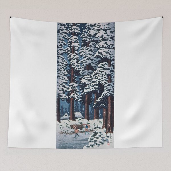 Item preview, Travelers in Snowy Cedar Grove - Hiroaki Takahashi Vintage Print designed and sold by Open Canvas.