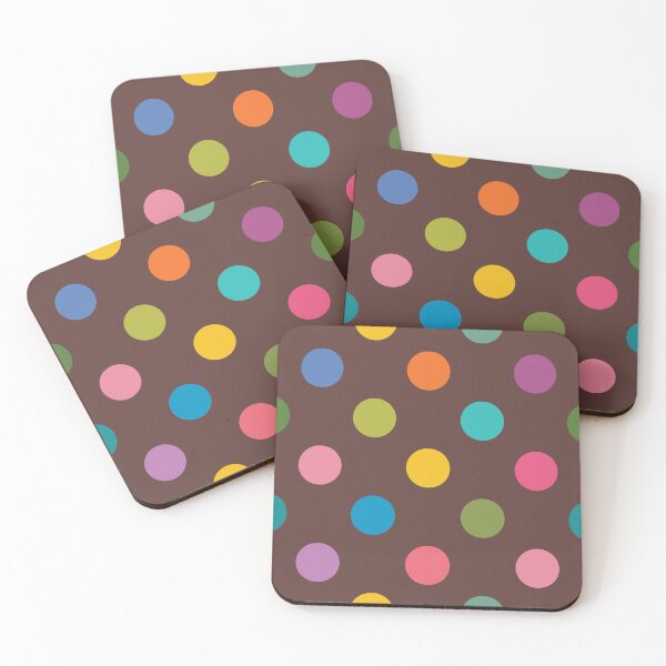 Item preview, Colorful Polka Dots on Chocolate Brown designed and sold by DuckyRubin.