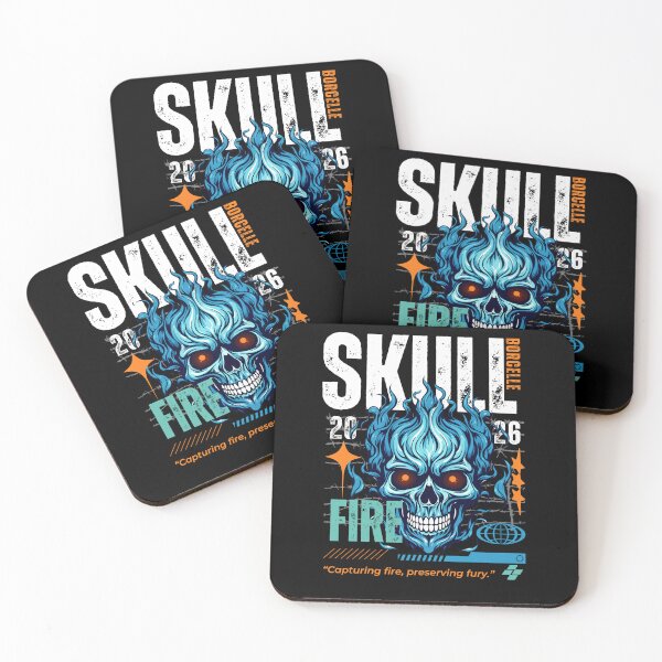Item preview, Blue, Orange & White Skull – Fiery Abstract Skull Art Design designed and sold by Joy & Thread.
