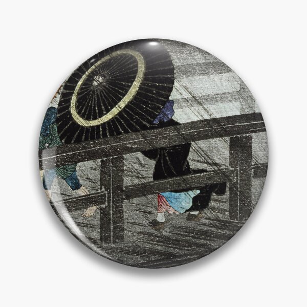 Item preview, Travelers Crossing Bridge in Rain Storm - Hiroaki Takahashi Vintage Print designed and sold by Open Canvas.
