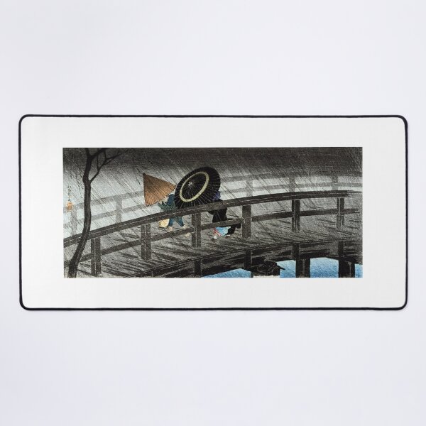 Item preview, Travelers Crossing Bridge in Rain Storm - Hiroaki Takahashi Vintage Print designed and sold by Open Canvas.
