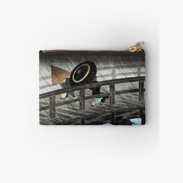 Item preview, Travelers Crossing Bridge in Rain Storm - Hiroaki Takahashi Vintage Print designed and sold by Open Canvas.