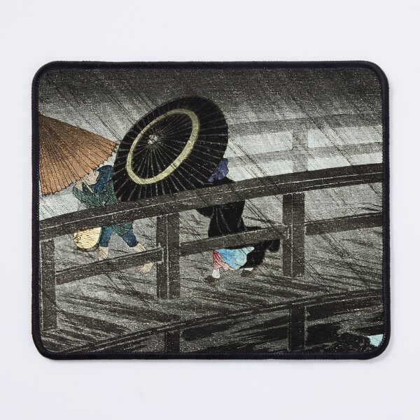 Item preview, Travelers Crossing Bridge in Rain Storm - Hiroaki Takahashi Vintage Print designed and sold by Open Canvas.