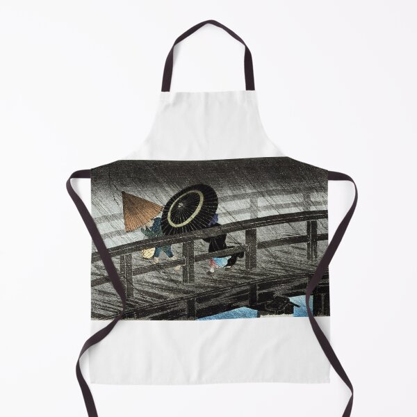 Item preview, Travelers Crossing Bridge in Rain Storm - Hiroaki Takahashi Vintage Print designed and sold by Open Canvas.