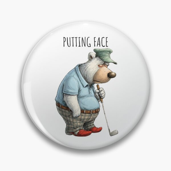 Item preview, Funny Bear Golfer Putting Face Cartoon Golf Art designed and sold by MTJ-Mushrooms.