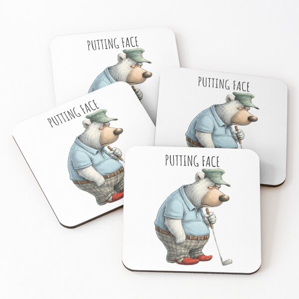 Item preview, Funny Bear Golfer Putting Face Cartoon Golf Art designed and sold by MTJ-Mushrooms.