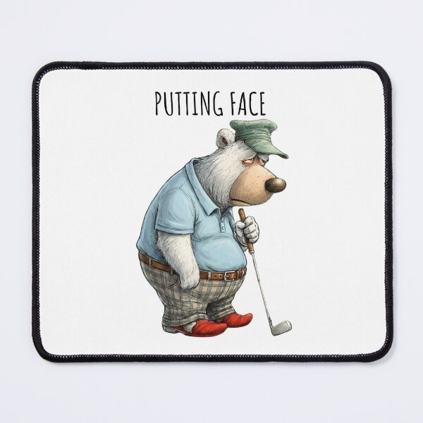 Item preview, Funny Bear Golfer Putting Face Cartoon Golf Art designed and sold by MTJ-Mushrooms.