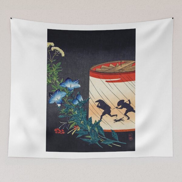 Item preview, Lantern with Silhouette and Autumn Flowers - Hiroaki Takahashi Vintage Print designed and sold by Open Canvas.