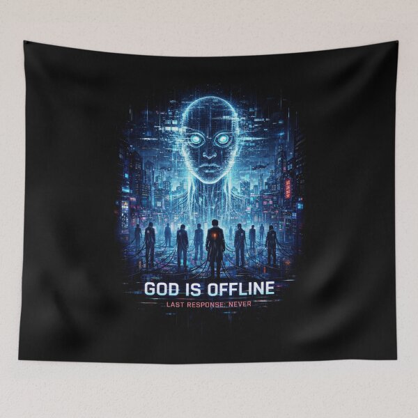 Item preview, System God Failure - Cyberpunk Cable Cult designed and sold by QuoteCanvas.TH.