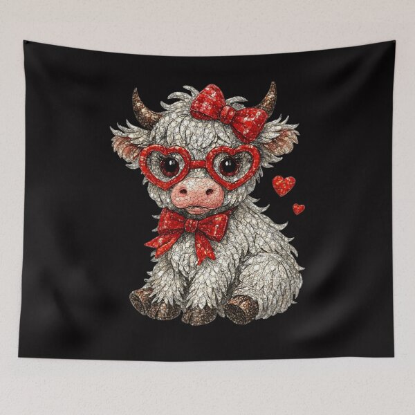 Item preview, Faux Rhinestone Highland Cow, valentine Coquette, Valentine's Day, Howdy Valentine, Love Xoxo Heart Vday  designed and sold by DesignDenDo ⭐⭐⭐⭐⭐.