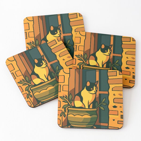 Item preview, Cat in a Flower Pot – Warm Window Scene designed and sold by darekkocurek.