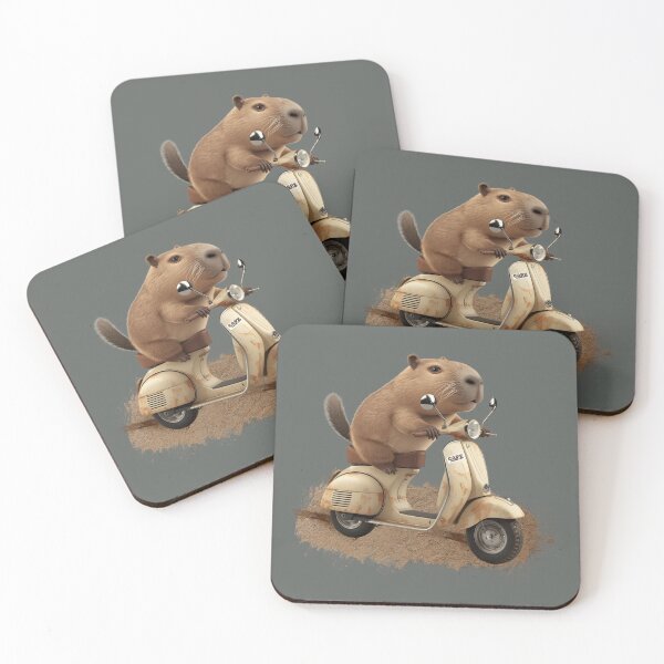 Item preview, Capybara on a Vintage Scooter – Fun Urban Adventure Illustration designed and sold by JuanaDesigns.