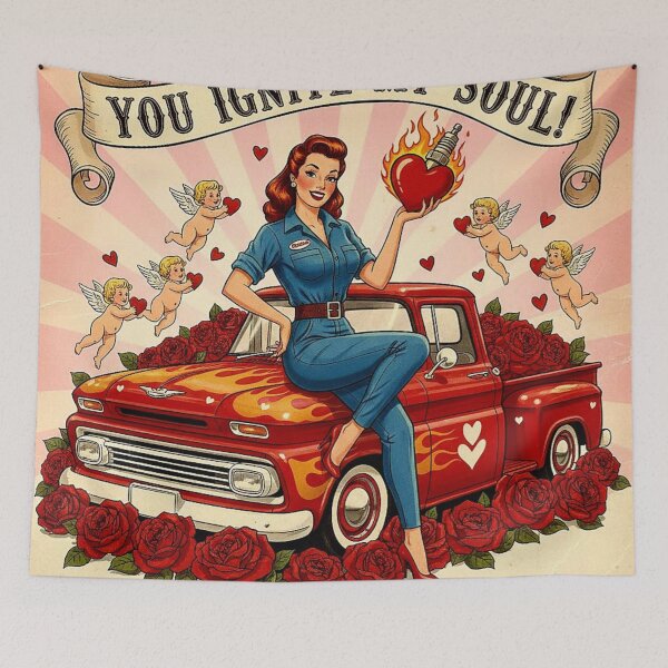 Item preview, You Ignite My Soul: Retro Pickup Truck Starlet Valentine designed and sold by Art's Diner.