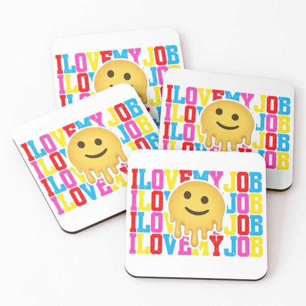 Item preview, I Love My Job Pattern – Retro Melting Smiley designed and sold by PopDripStudio.