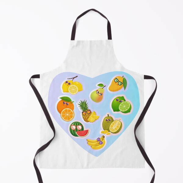 Item preview, heart shaped Cute Kawaii Fruit Art Set – Funny Cartoon Tropical Fruits Illustration designed and sold by steekeets.