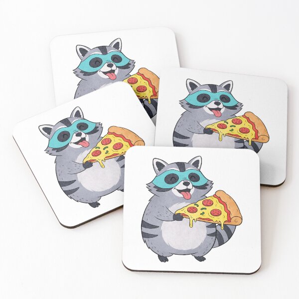 Item preview, Happy Cartoon Raccoon Eating Pizza Slice Vector Illustration Sticker designed and sold by DiNata.