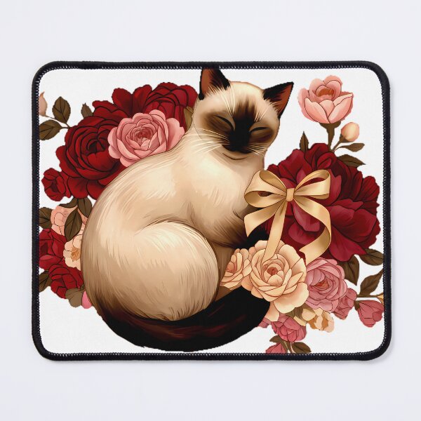 Item preview, Floral Serenity: Curled Siamese Cat in Bloom designed and sold by meesub.