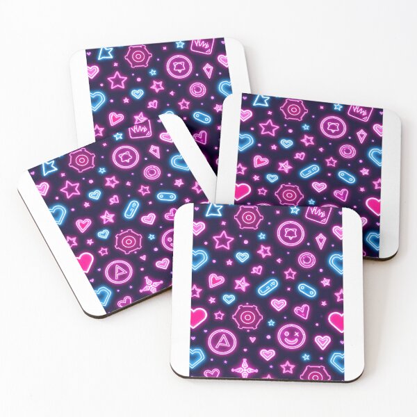 Item preview, Cyberpunk Neon Icon Pattern with Hearts and Stars designed and sold by PalmixArt.
