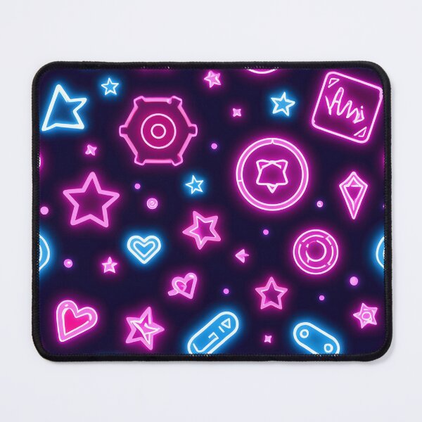 Item preview, Cyberpunk Neon Icon Pattern with Hearts and Stars designed and sold by PalmixArt.
