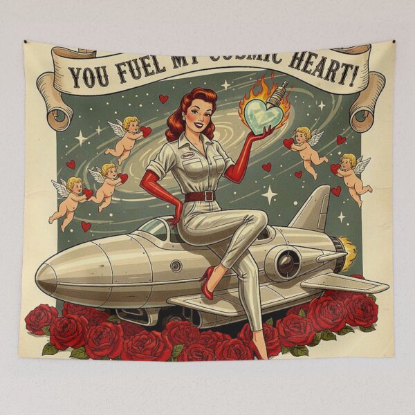 Item preview, You Fuel My Cosmic Heart: Retro Sci-Fi Rocket Valentine designed and sold by Art's Diner.