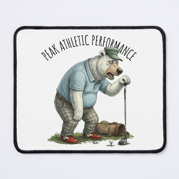 Item preview, Exhausted Bear Golfer Cartoon Golf Humor Art designed and sold by MTJ-Mushrooms.