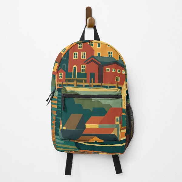 Item preview, Germany - Flensburg Harbor and boat - Colorful Coastal Town Illustration designed and sold by darekkocurek.