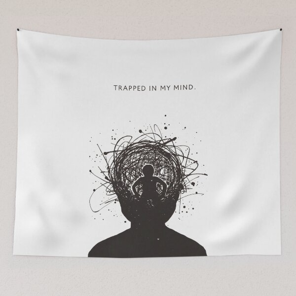 Item preview, Trapped In My Mind – Mental Health Illustration designed and sold by Katzpy.