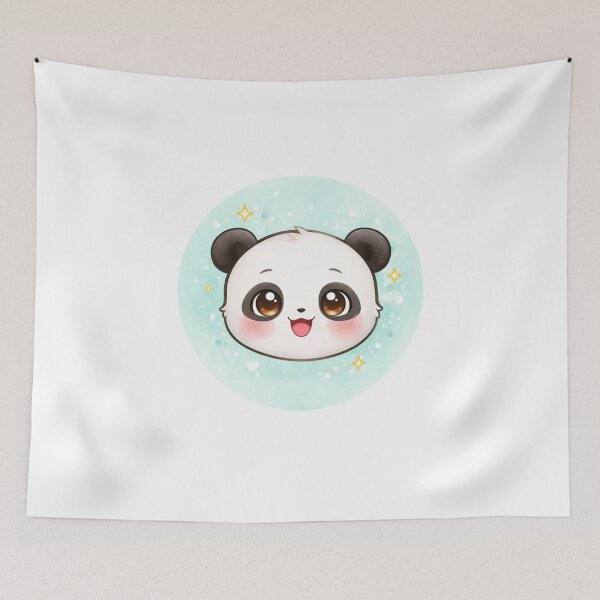 Item preview, Cute kawaii panda face with sparkling pastel background designed and sold by DesignsWithRM.