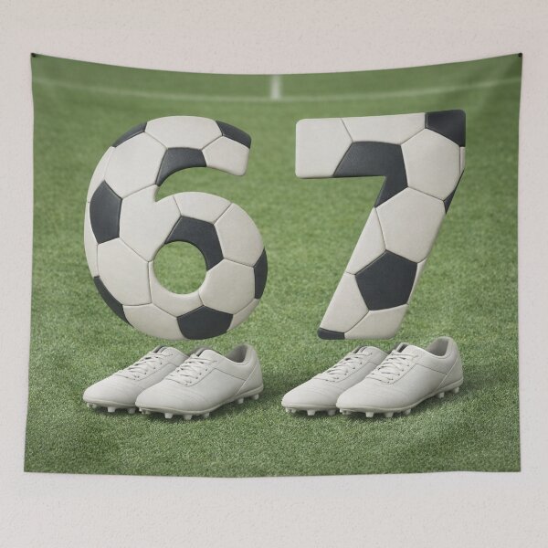 Item preview, Number 67 Made from a Football | Sports Art designed and sold by annenambiro.