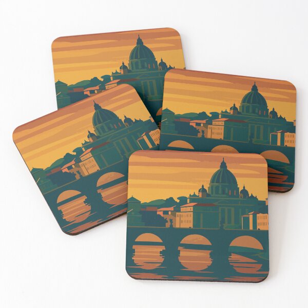 Item preview, Italy - Rome at Sunset – St. Peter’s Basilica Cityscape Illustration designed and sold by darekkocurek.