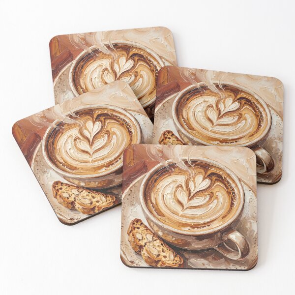 Item preview, Cozy Cappuccino & Biscotti - Impasto Oil Painting Art The Ultimate Aesthetic Gift for Coffee Lovers & Cafe Enthusiasts designed and sold by LoliDesignShop.