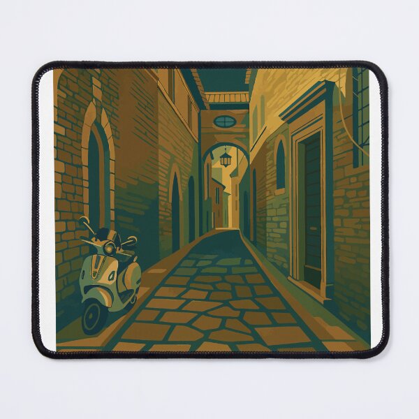 Item preview, Italy Assisi Alleyway - Warm Italian Street with bike Illustration designed and sold by darekkocurek.