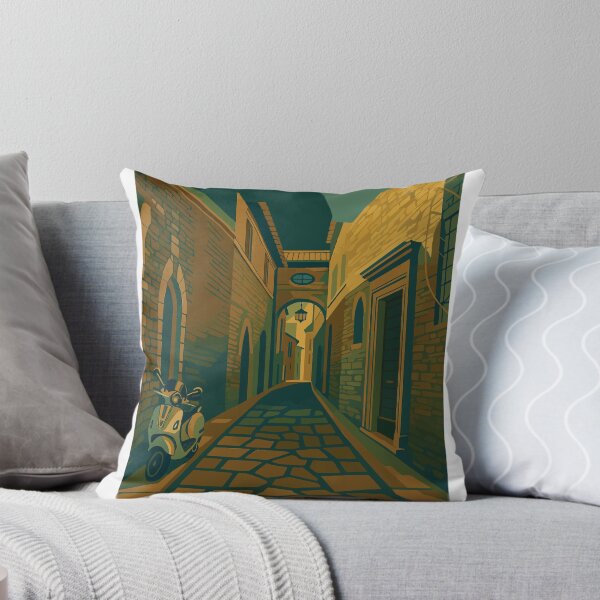 Item preview, Italy Assisi Alleyway - Warm Italian Street  with bike Illustration designed and sold by darekkocurek.