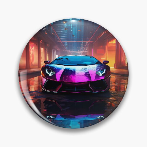 Item preview, Futuristic Neon Supercar Dominating Cyberpunk City Street Night designed and sold by RevUpDesign.