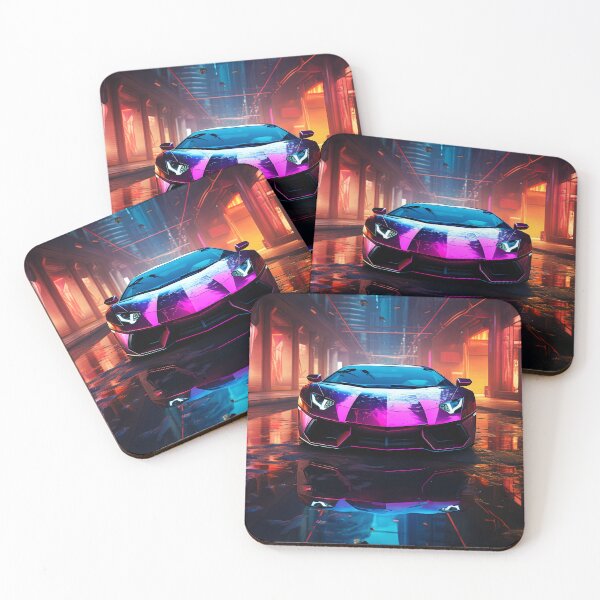 Item preview, Futuristic Neon Supercar Dominating Cyberpunk City Street Night designed and sold by RevUpDesign.