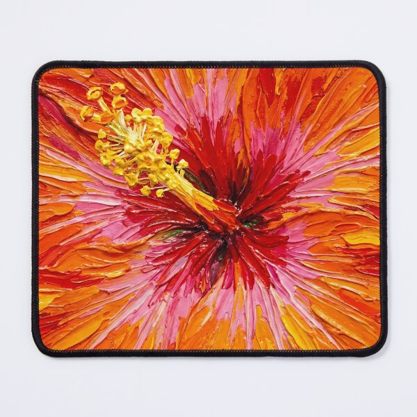 Item preview, Fiery Orange Hibiscus - Energetic Impasto Floral Art The Perfect Vibrant Gift for Nature Lovers & Tropical Decor Enthusiasts designed and sold by LoliDesignShop.