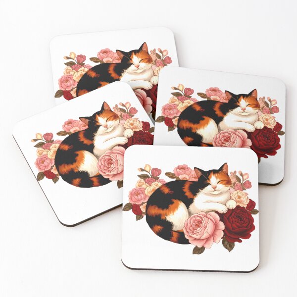 Item preview, Golden Whiskers: Calico Cat in Rose Reverie designed and sold by meesub.