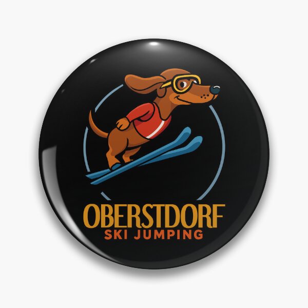 Item preview, Flying Low but Aiming High – Dachshund Ski Jumping Oberstdorf designed and sold by CARPIO Creations.