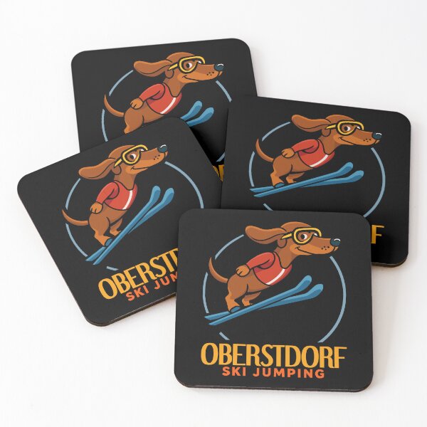 Item preview, Flying Low but Aiming High – Dachshund Ski Jumping Oberstdorf designed and sold by CARPIO Creations.