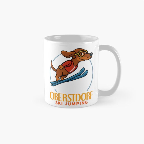 Item preview, Flying Low but Aiming High – Dachshund Ski Jumping Oberstdorf designed and sold by CARPIO Creations.