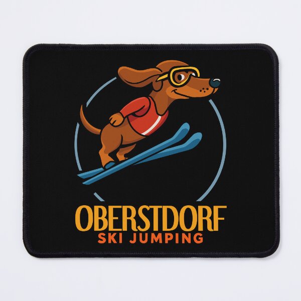 Item preview, Flying Low but Aiming High – Dachshund Ski Jumping Oberstdorf designed and sold by CARPIO Creations.
