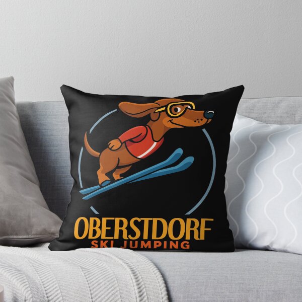 Item preview, Flying Low but Aiming High – Dachshund Ski Jumping Oberstdorf designed and sold by CARPIO Creations.