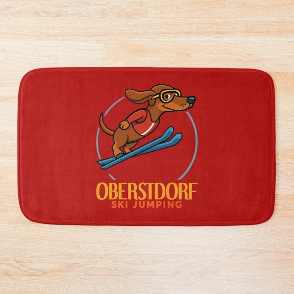 Item preview, Flying Low but Aiming High – Dachshund Ski Jumping Oberstdorf designed and sold by CARPIO Creations.